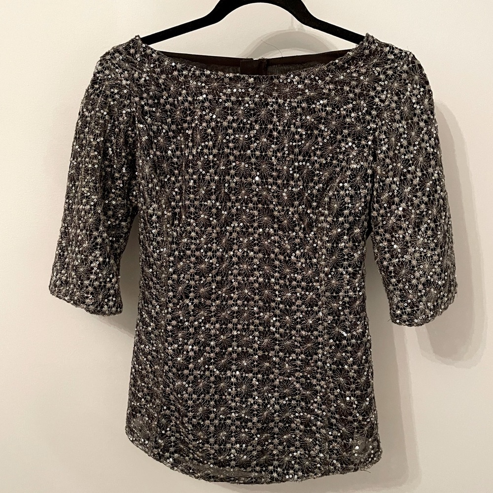 Banana Republic black & silver glitter top Size 4